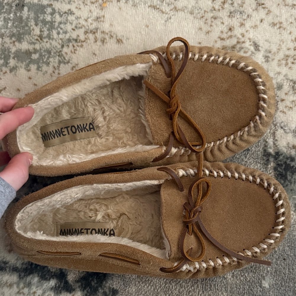Minnetonka Tan Suede Moccasins